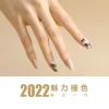 The latest oval-shaped, naturally slender, marble-textured wearable nail art patch, ribbon matte nail art patch, and wearable nail art product from INS details Picture